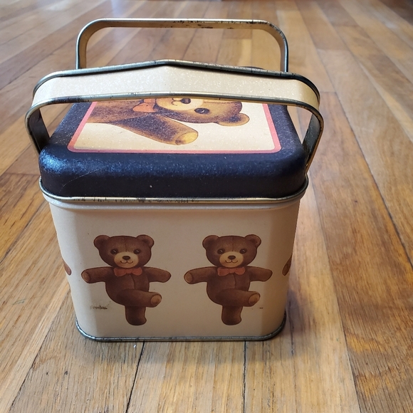 Vintage 1983‎ bristolware chein industries teddy bear metal tin with handles - Picture 2 of 8
